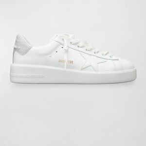 Golden Goose White Leather Platform Sneaker with Silver Heel